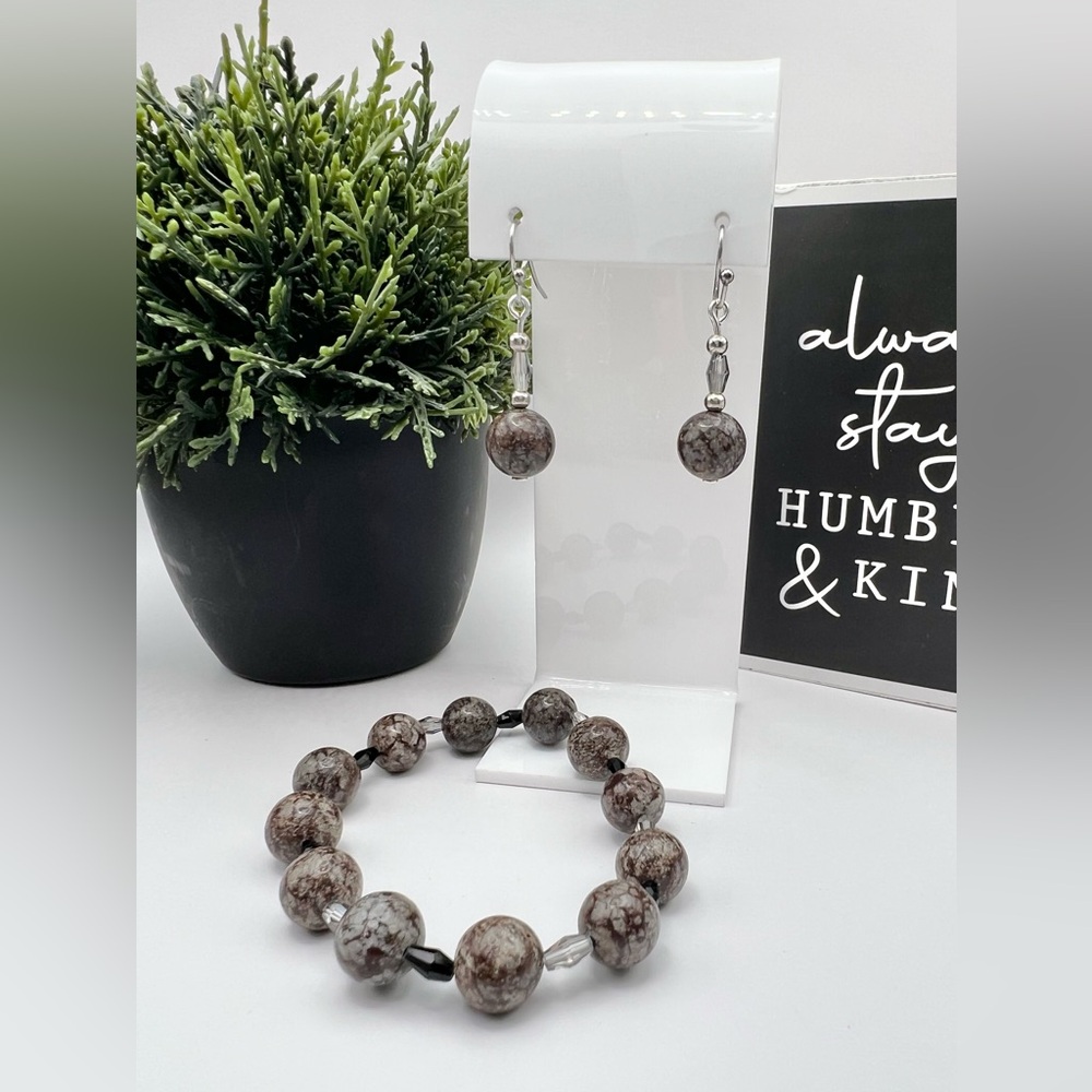 SNOWFLAKE OBSIDIAN GEMSTONE SET